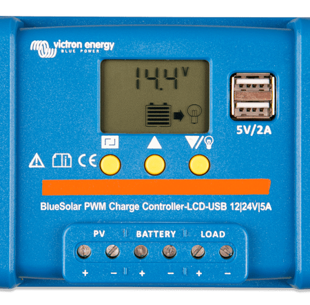 Victron BlueSolar PWM-LCD & USB Charge Controller 12/24V-5A SCC010005050