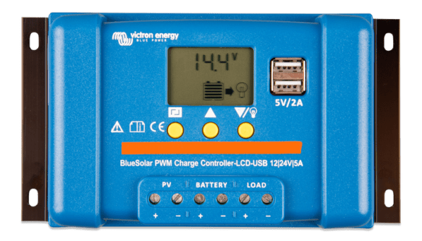Victron BlueSolar PWM-LCD & USB Charge Controller 12/24V-5A SCC010005050