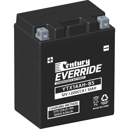 Century Motorcycle Hi Performance AGM Battery YTX14AH-BS