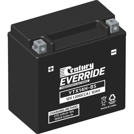 Century Motorcycle Hi Performance AGM Battery YTX14H-BS