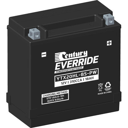 Century Motorcycle Hi Performance AGM Battery YTX20HL-BS-PW