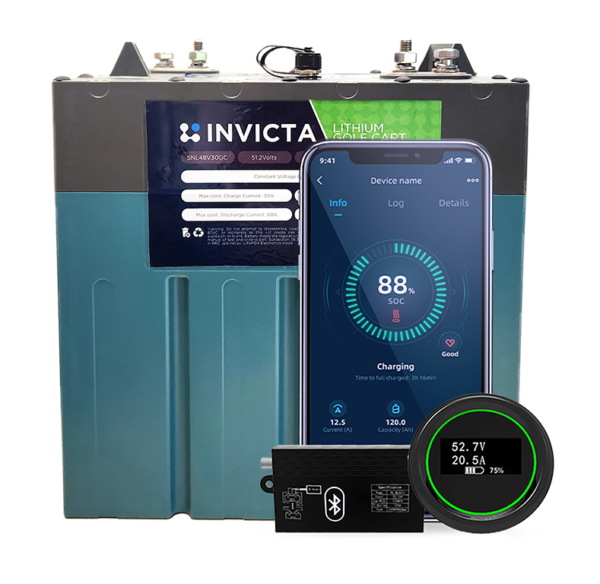 Club Car Golf Cart 48V 60A Invicta Lithium Battery and Charger Kit