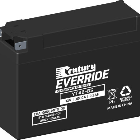 Century Motorcycle Maintenance Free AGM Battery YT4B-BS
