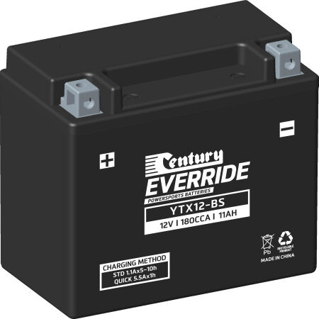 Century Motorcycle Maintenance Free AGM Battery YTX12-BS