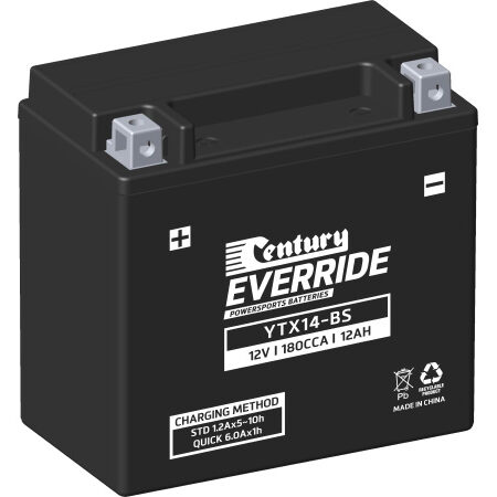 Century Motorcycle Maintenance Free AGM Battery YTX14-BS
