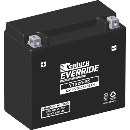 Century Motorcycle Maintenance Free AGM Battery YTX20-BS