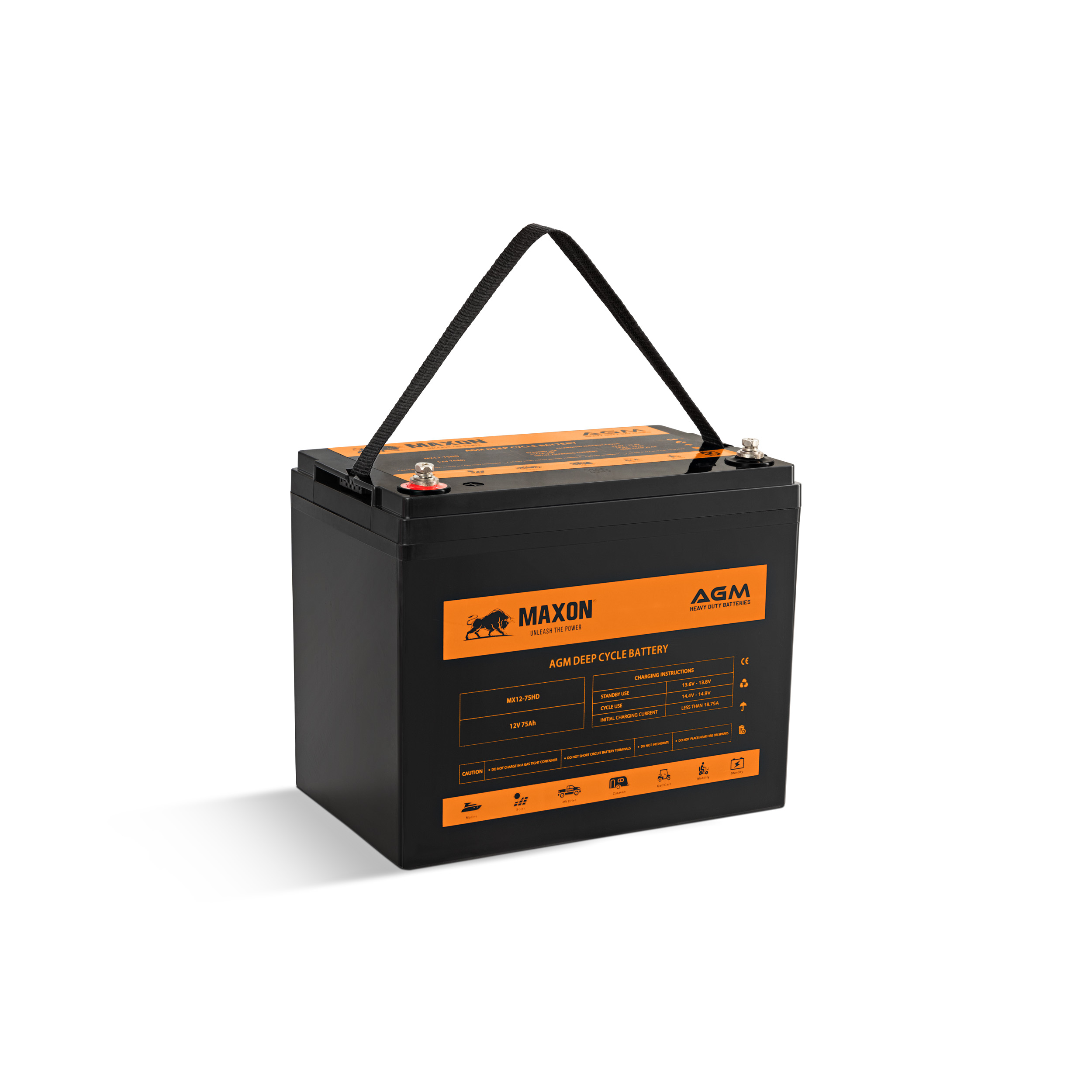 Maxon AGM Heavy Duty Battery MX12-75XHD