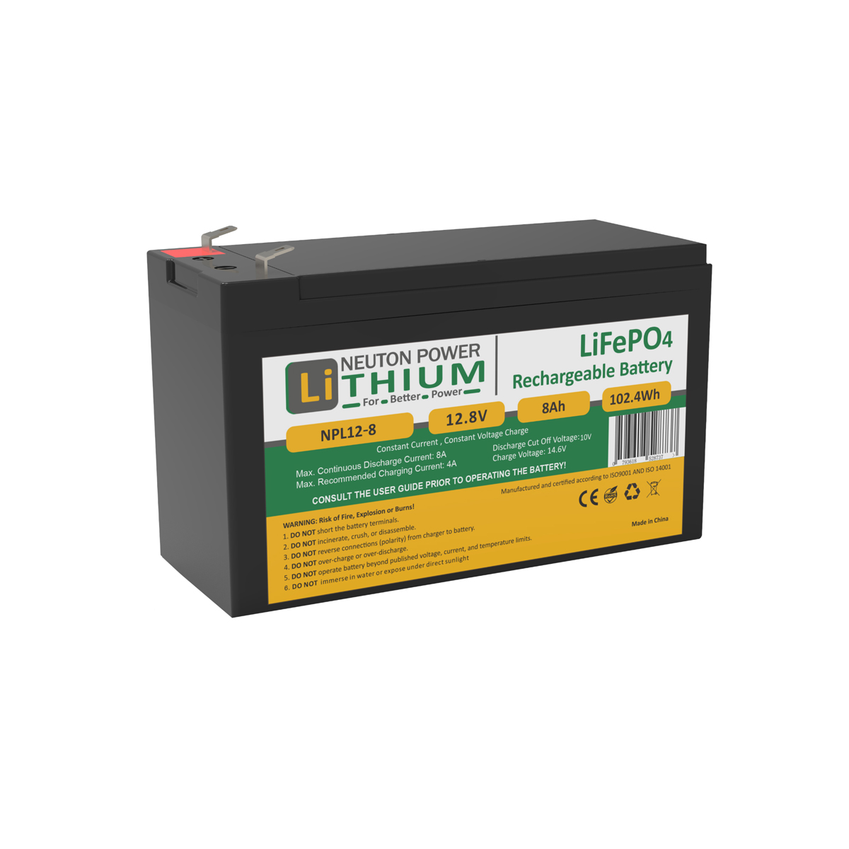 Neuton Power 12V 8Ah LiFePO4 Lithium Battery
