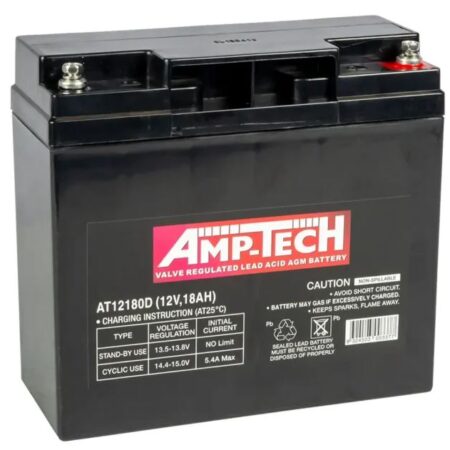 AMP-TECH AT12180D Deep Cycle AGM Battery 12V 18Ah