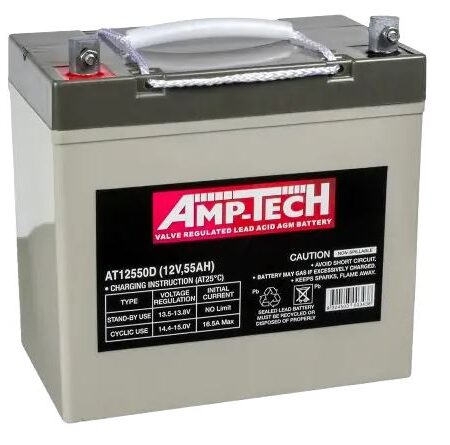 AMP-TECH AT12550D Deep Cycle AGM Battery 12V 55Ah