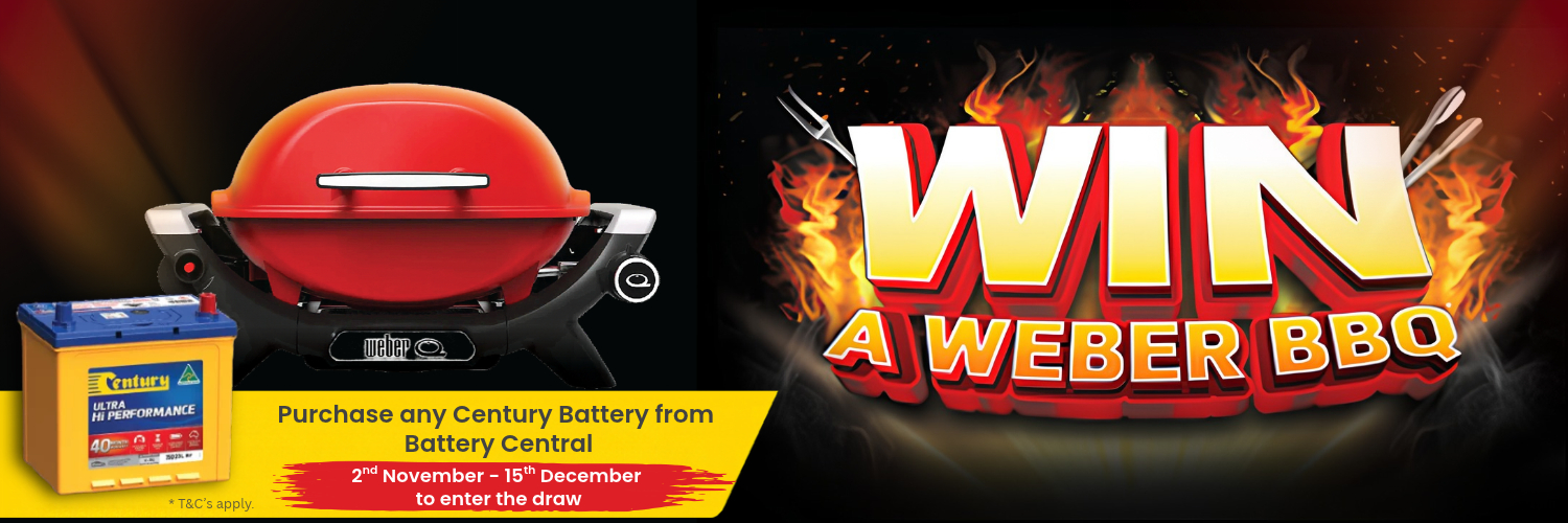 Weber Baby Q BBQ prize with Century battery promotion at Battery Central